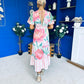 Farra Banded Midi Dress Floral Pink
