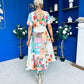 Farra Banded Midi Dress Floral Pastel