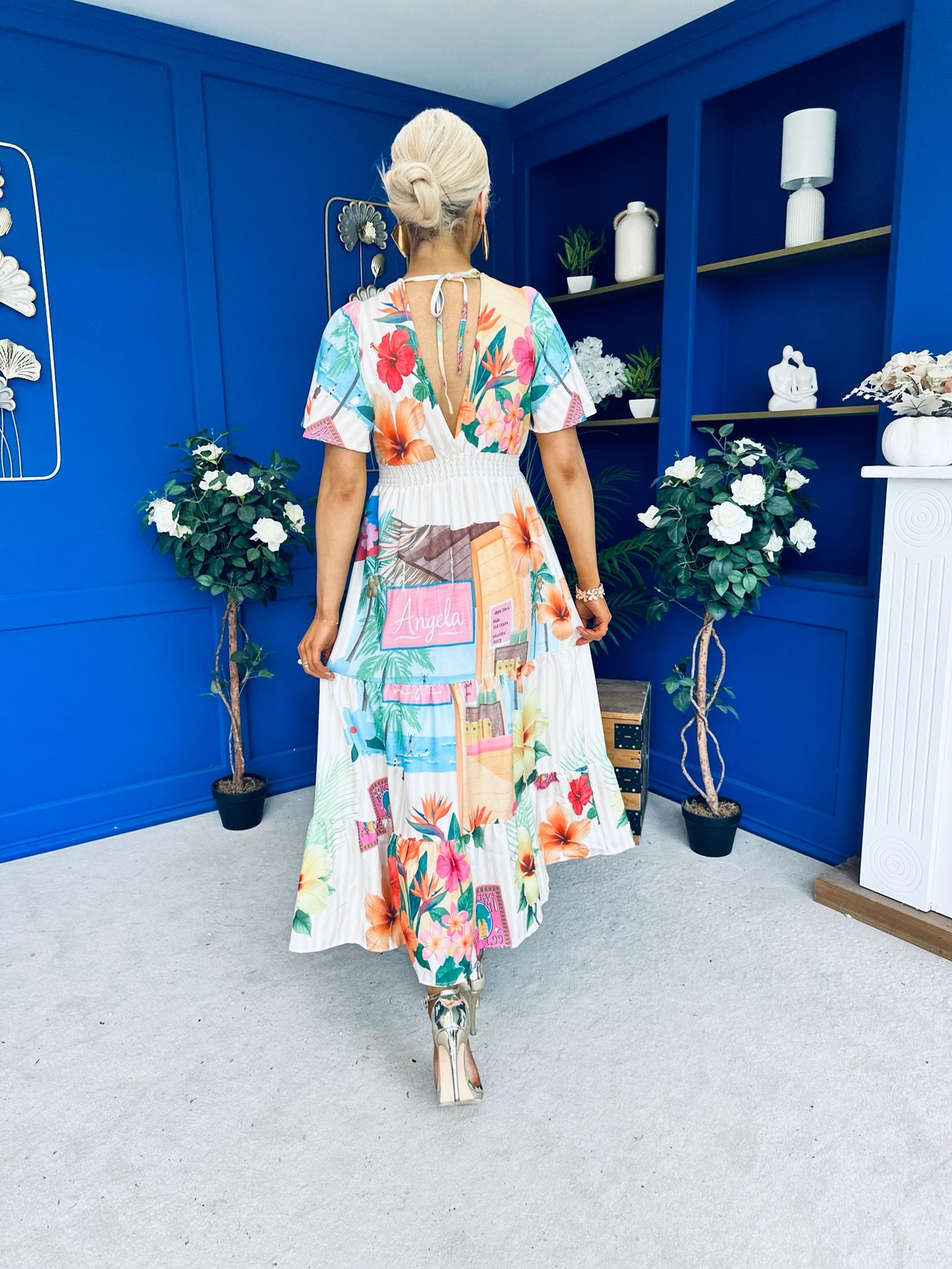 Farra Banded Midi Dress Floral Pastel