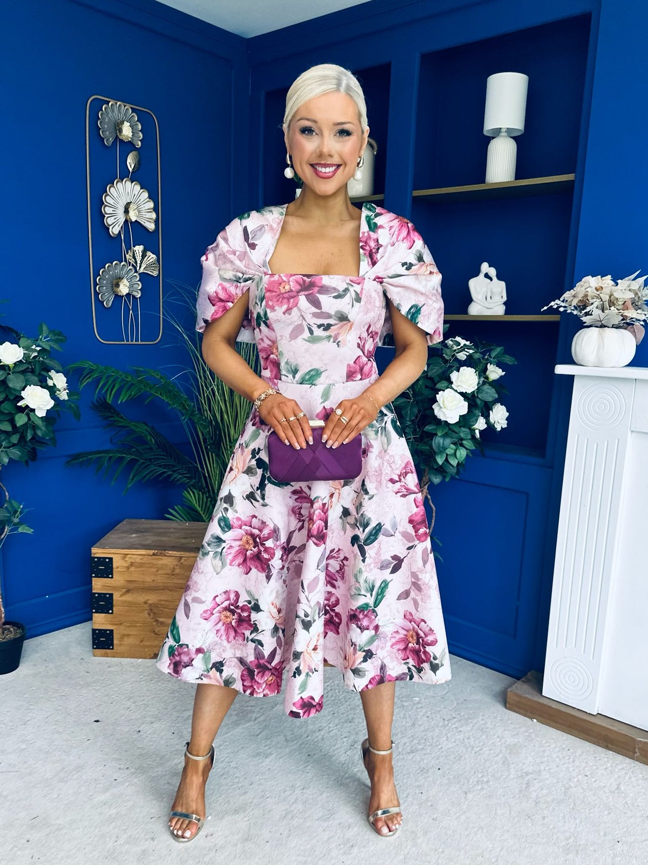 Abbey Detailed Occasion Midi Dress Floral