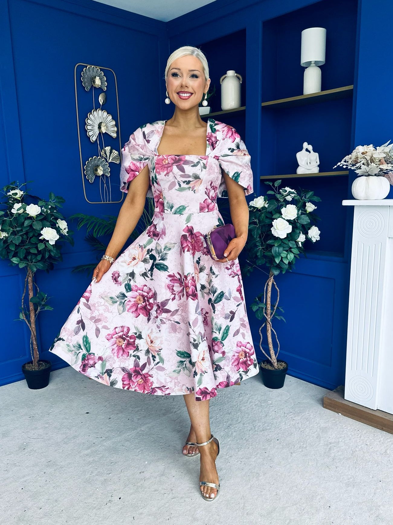 Abbey Detailed Occasion Midi Dress Floral