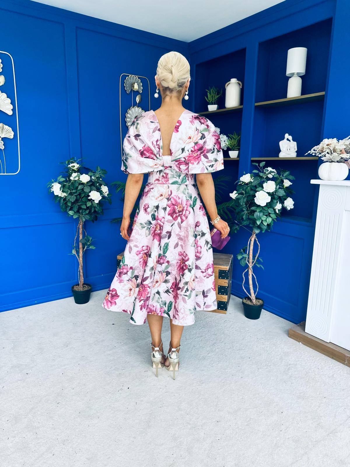 Abbey Detailed Occasion Midi Dress Floral