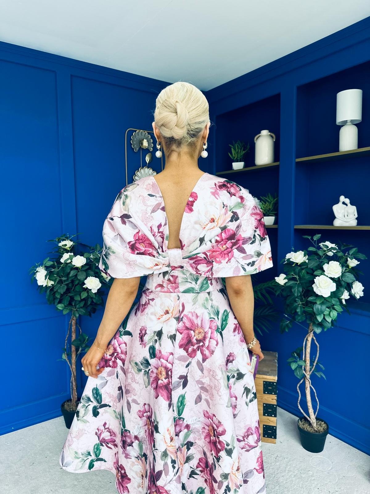 Abbey Detailed Occasion Midi Dress Floral