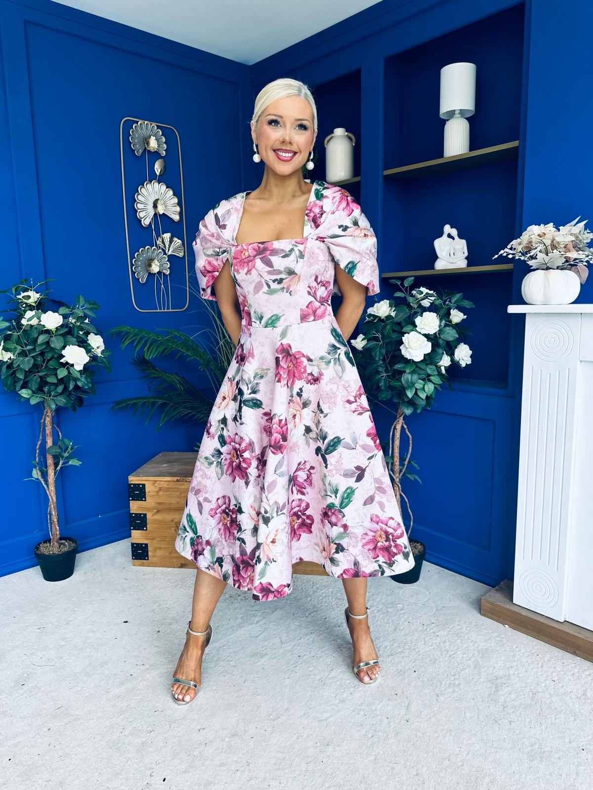 Abbey Detailed Occasion Midi Dress Floral