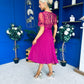Pamela Sequin Bust Occasion Midi Dress Berry