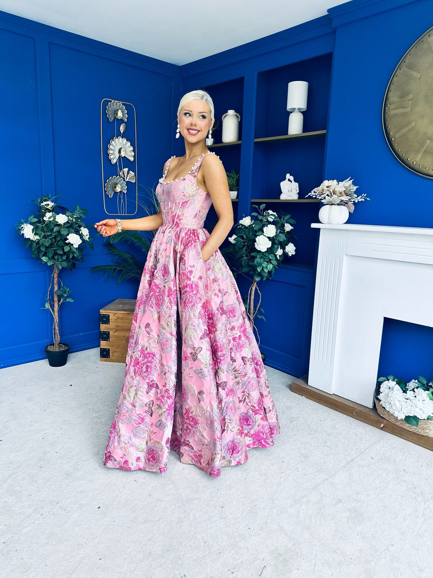 Giselle Embellished Occasion Maxi Dress Pink
