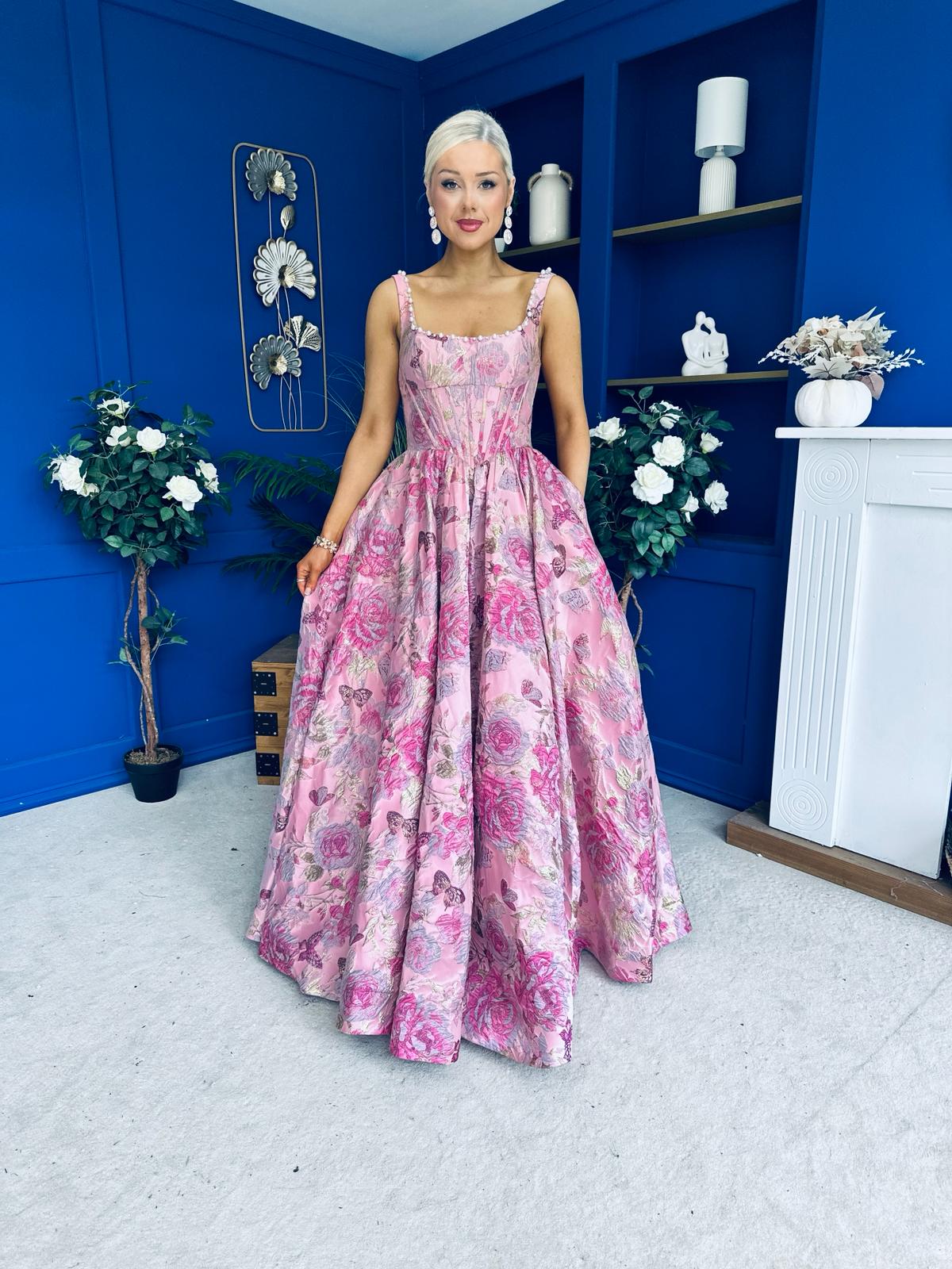 Giselle Embellished Occasion Maxi Dress Pink