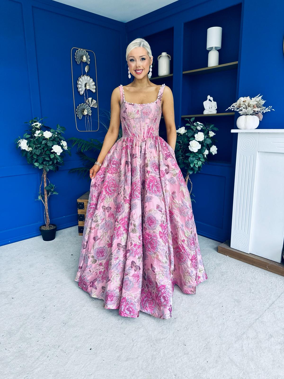Giselle Embellished Occasion Maxi Dress Pink