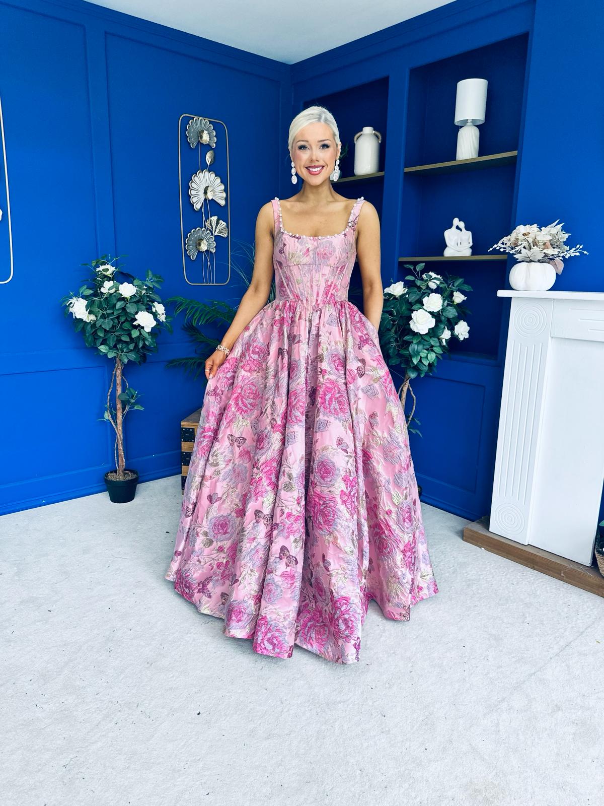 Giselle Embellished Occasion Maxi Dress Pink