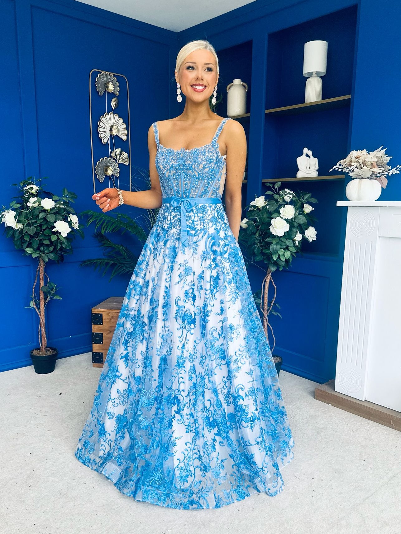 Isadora Embellished Occasion Maxi Dress Blue