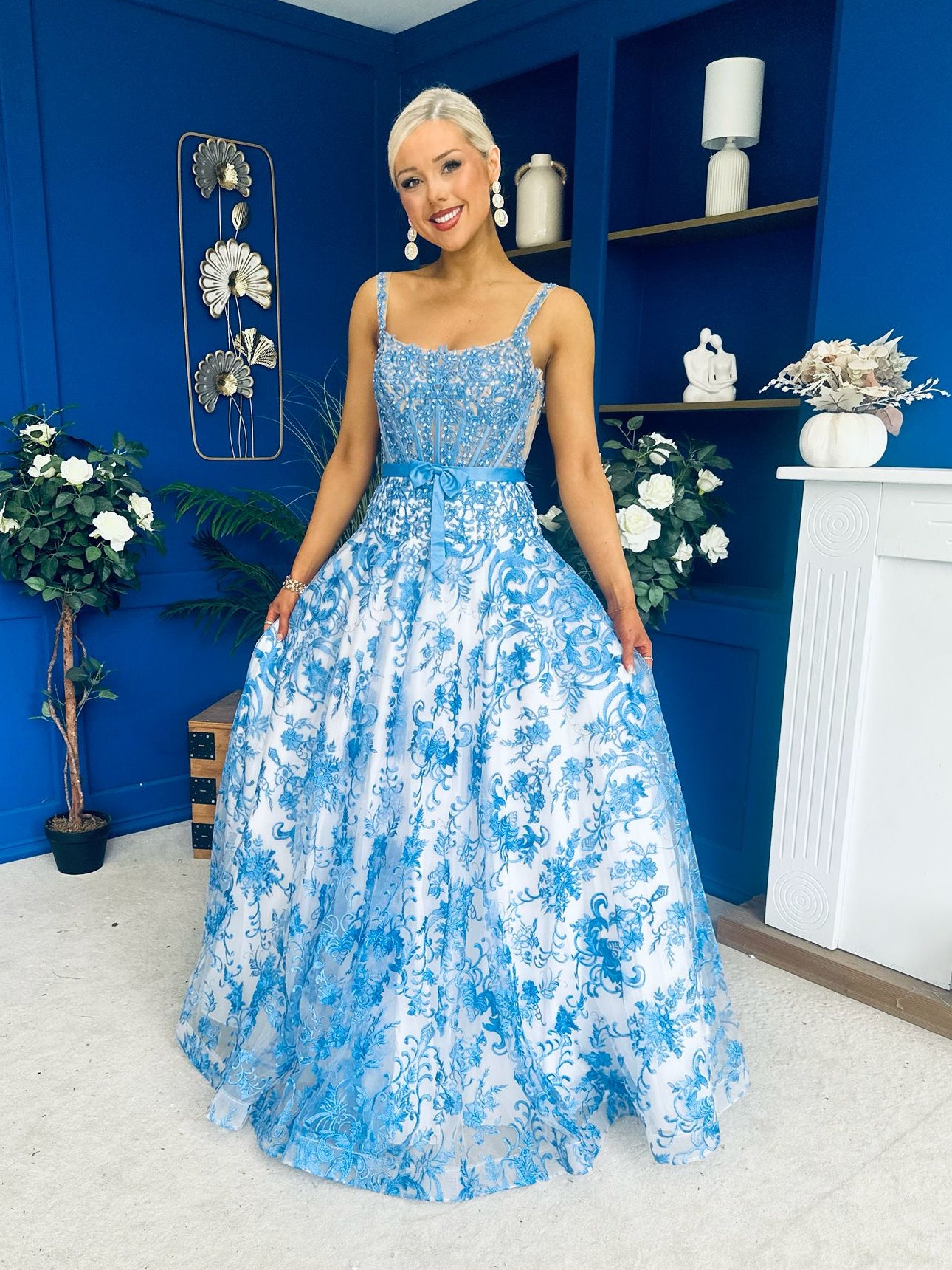 Isadora Embellished Occasion Maxi Dress Blue