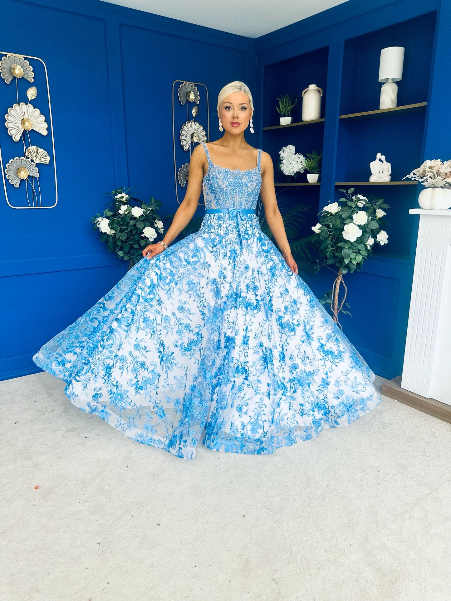 Isadora Embellished Occasion Maxi Dress Blue