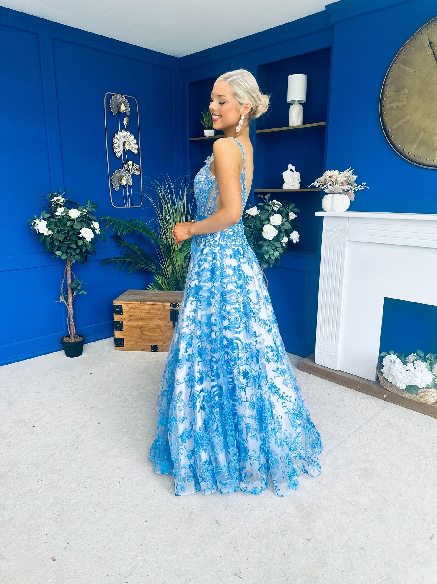 Isadora Embellished Occasion Maxi Dress Blue