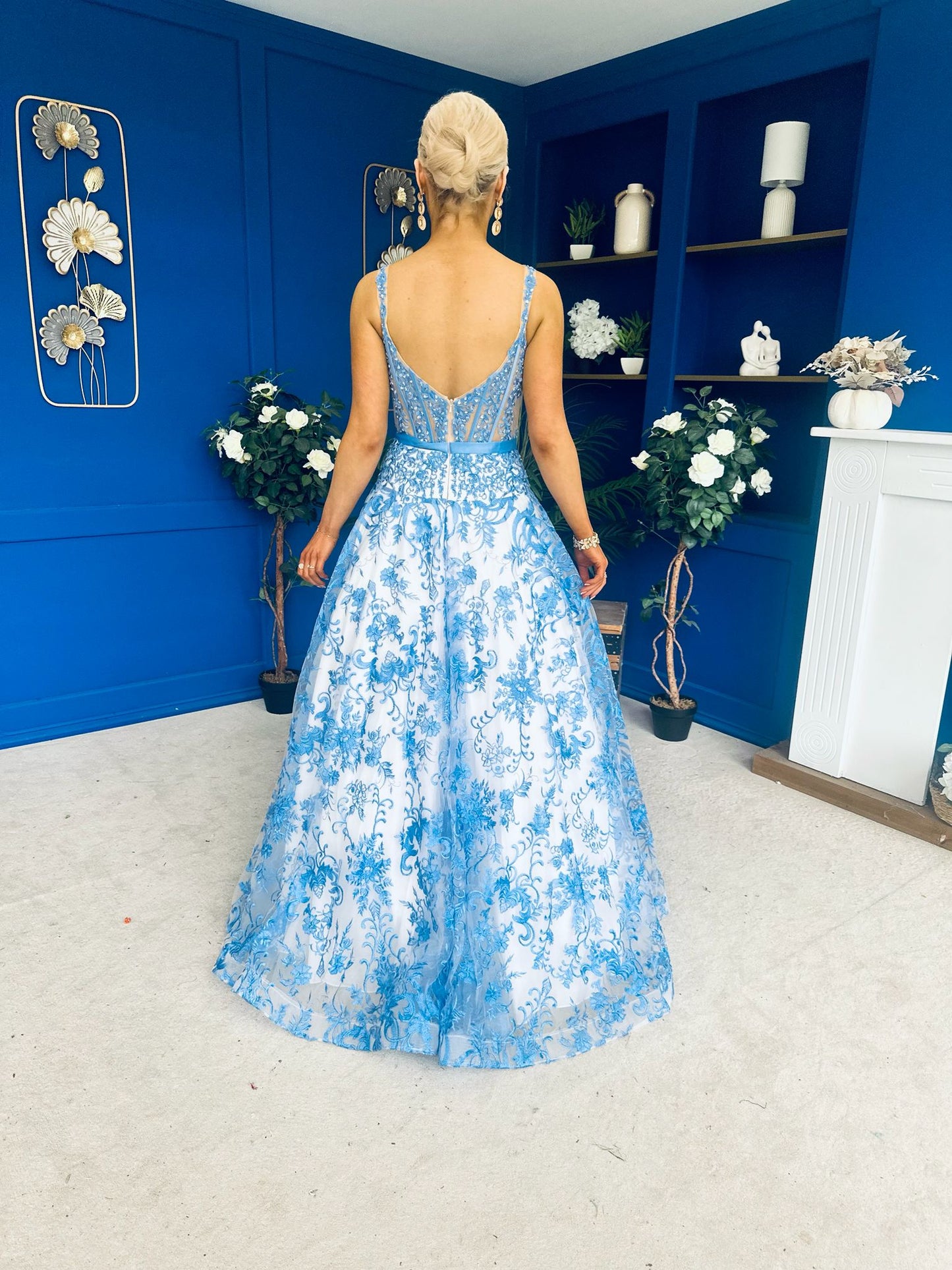 Isadora Embellished Occasion Maxi Dress Blue