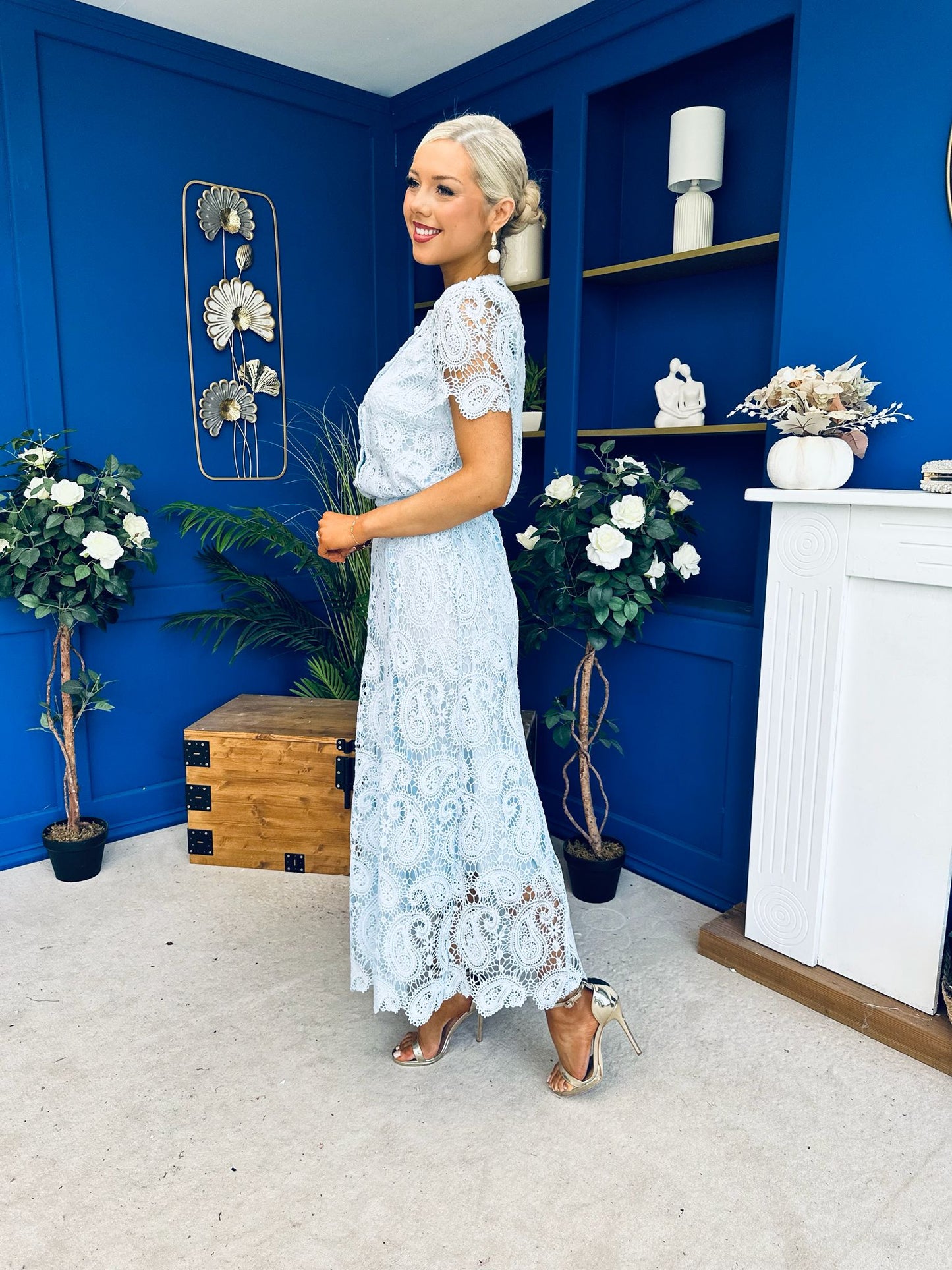 Kimberly Crochet Top & Skirt Set Baby Blue