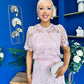 Kimberly Crochet Top & Skirt Set Baby Pink