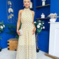 Trinity Banded Halterneck Dress Polka Yellow