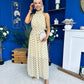 Trinity Banded Halterneck Dress Polka Yellow