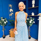 Trinity Banded Halterneck Dress Polka Blue