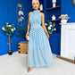 Trinity Banded Halterneck Dress Polka Blue