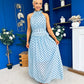 Trinity Banded Halterneck Dress Polka Blue