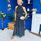 Trinity Banded Halterneck Dress Polka Black