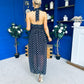 Trinity Banded Halterneck Dress Polka Black
