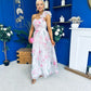 Hailey Gathered Detail Occasion Dress Floral White