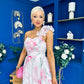 Hailey Gathered Detail Occasion Dress Floral White