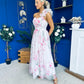 Hailey Gathered Detail Occasion Dress Floral White
