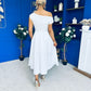 Breffy Asymmetric Neckline Skater Midi White