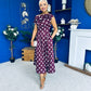 Breffy Asymmetric Neckline Skater Midi Polka Berry
