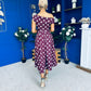 Breffy Asymmetric Neckline Skater Midi Polka Berry