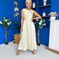 Blake Gathered Satin Occasion Dress Yellow