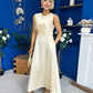 Blake Gathered Satin Occasion Dress Yellow