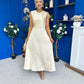 Blake Gathered Satin Occasion Dress Yellow