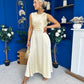 Blake Gathered Satin Occasion Dress Yellow