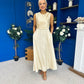 Blake Gathered Satin Occasion Dress Yellow