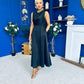 Blake Gathered Satin Occasion Dress Black