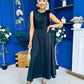 Blake Gathered Satin Occasion Dress Black