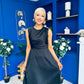 Blake Gathered Satin Occasion Dress Black