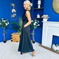 Blake Gathered Satin Occasion Dress Black