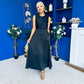Blake Gathered Satin Occasion Dress Black