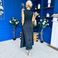 Blake Gathered Satin Occasion Dress Black