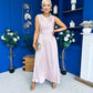 Blake Gathered Satin Occasion Dress Blush