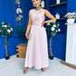 Blake Gathered Satin Occasion Dress Blush