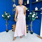 Blake Gathered Satin Occasion Dress Blush