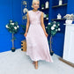 Blake Gathered Satin Occasion Dress Blush