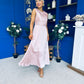 Blake Gathered Satin Occasion Dress Blush