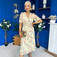 Kaylee Pleated Midi Dress Floral Yellow